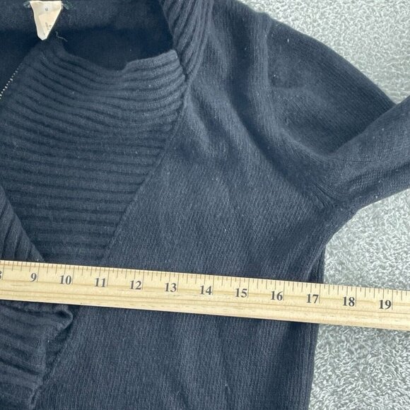 J.Crew Womens Medium Black Wool/Nylon/Cashmere Blend Ribbed Collar Sweater 2988 - Picture 6 of 7